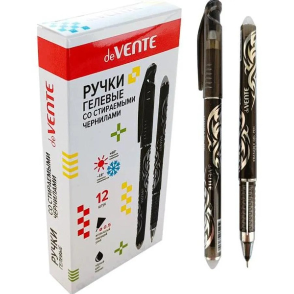 Ручка гелевая пиши-стирай 0,5мм deVENTE Energery, ЧЕРНАЯ